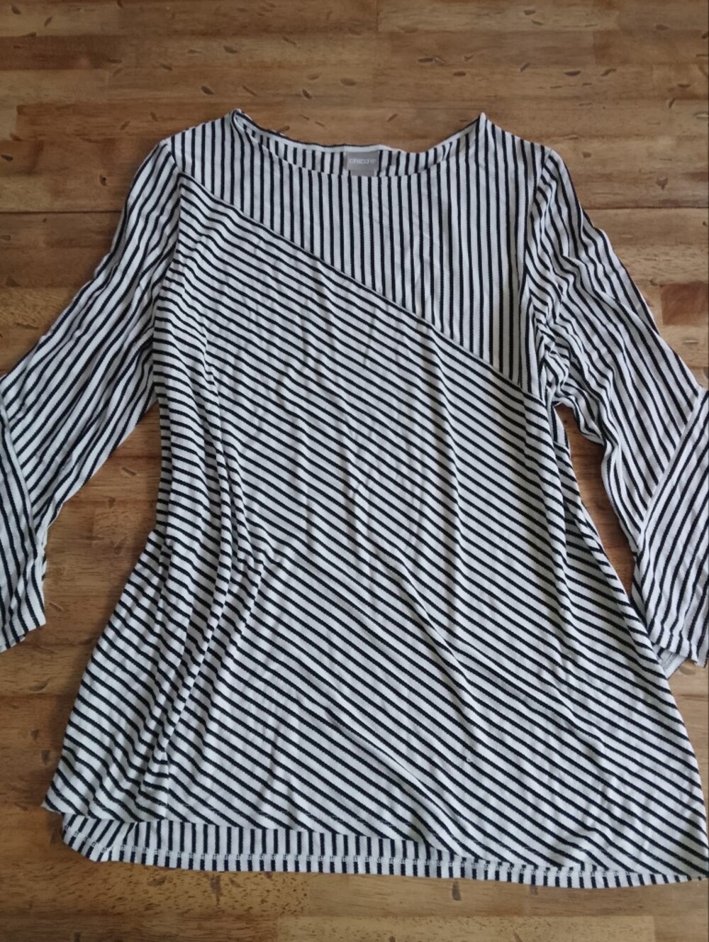 Chico's Black & White Striped Top